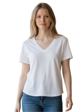 Universal Thread White V-Neck Short Sleeve Tee
